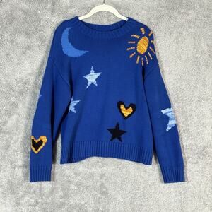RAILS ZOEY CELESTIAL CREWNECK SWEATER IN COBALT GOLD GALAXY XS